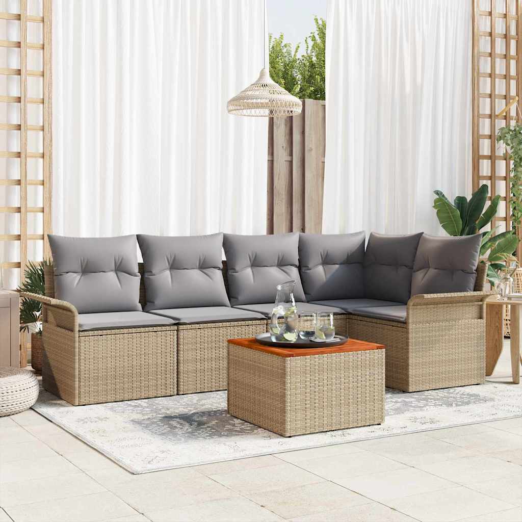 Garten-Sofa-Set 6 pcs Beige und Hellgrau 55 x 55 x 37 cm
